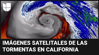 Así se ven las fuertes tormentas que han inundado California desde un satélite [upl. by Namlaz]