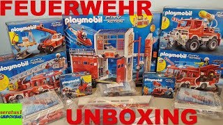 Playmobil Feuerwehr unboxing alles Sets seratus1 unboxing Rüstfahrzeug Feuerwache [upl. by Veljkov]