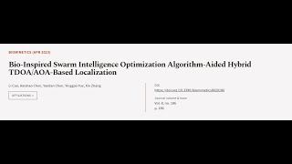 BioInspired Swarm Intelligence Optimization AlgorithmAided Hybrid TDOAAOABased Lo  RTCLTV [upl. by Asia124]