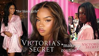 Black Girl VICTORIA SECRET ANGEL Makeup Routine  Detailed 💕🪽 [upl. by Ketchan]