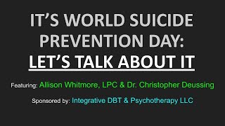 ITS WORLD SUICIDE PREVENTION DAY LETS TALK ABOUT IT [upl. by Neeleuqcaj]