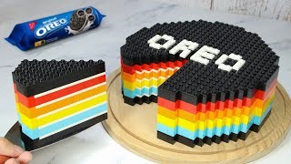 Tasty GIANT Rainbow OREO Cake🌈  LEGO Cake Decorating Idea [upl. by Akinert]