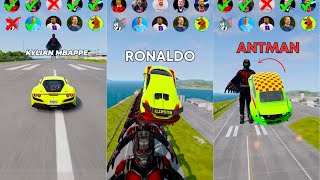 🚘CR7 vs Messi vs Mbappe Antman Characters 2 ⚽️ beamngdrive simulatorronaldo  Beam Arena [upl. by Ella]