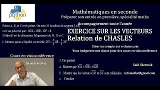 MATHÉMATIQUES EN SECONDE EXERCICE SUR LES VECTEURS [upl. by Lenor121]