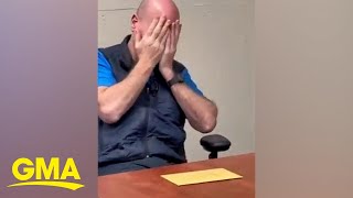 Probation officer pranked by colleagues on retirement day  GMA [upl. by Adnertal764]