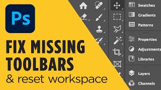 Fix Missing Toolbars in Photoshop  Reset Workspace amp Find Disappearing Tools [upl. by Nnaerb571]