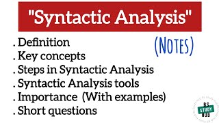 Linguistics Syntactic Analysis Notes ENG206 semesterfour punjabuniversity [upl. by Esilehc]