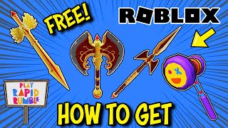 FREE ITEMS How To Get ROYAL SPEAR SWORD AXE amp RAPID RUMBLE HAMMER  Roblox FreshCut Gaming UGC [upl. by Animor]