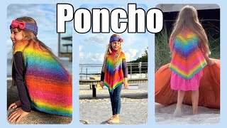 Poncho für Kinder  kostenlose Strickanleitung [upl. by Gnol]