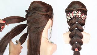 simple hairstyle for wedding function  hairstyle for girls  trendy hairstyle for long hair [upl. by Kan625]