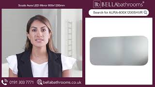 Scudo Aura LED Mirror with Demister Pad and Shaver Socket 600x1200mm  Available at Bella Bathrooms [upl. by Sile84]