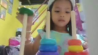 Little sister learning Tower of Hanoi  Day 1 [upl. by Notyalk]