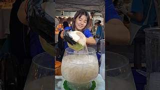 Coconut juice made by Thai beauty  Fruit Cutting Skills [upl. by Ecinnaj]