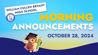 Bryant Morning Announcements Monday October 28 2024 [upl. by Gambell]