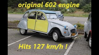 Citroën 2cv6 Hits 127 kmh GPS speed with original 2 cilinder 602cc air cooled engine Vmax [upl. by Htes]