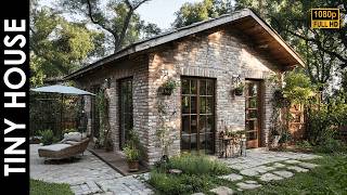 Rustic Tiny Brick House Tour  Cozy Design with a Beautiful Garden Escape [upl. by Annaeel]