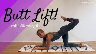 At Home Barre Class Complete Glute Workout using 3 lb Weights [upl. by Anertal]