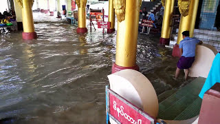 น้ำท่วมวัดที่พม่าเมียนมาร์water flood in Myanmarเป็นเรื่องของธรรมชาติมยามน้ำทะเลหนุนวัดกลางทะเล [upl. by Aisats]