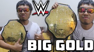 WWE BIG GOLD World Heavyweight Championship Replica Commemorative Belt UnboxingReview [upl. by Tierell]