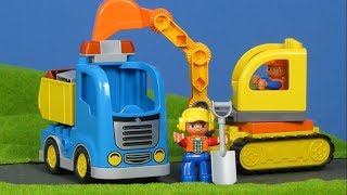 LEGO DUPLO Ciężarówka i koparka dla dzieci po angielsku budowa koparki i ciężarówki [upl. by Akeit]