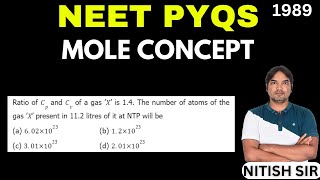 Ratio of Cp and Cv of a gas ’X’ is 14 The number of atoms of the gas ’X’ present in 112 litres of [upl. by Lemon455]