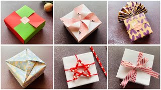 6 Fancy Gift Wrapping for Square Box  Christmas Gift Wrapping Ideas  How to Wrap a Square Box [upl. by Hairym]