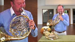 Waldhorn Nützliche Horn Modelle  Kombination mit Hoch Es HHorn  Engelbert Schmid Horns [upl. by Elyod854]