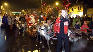 2019 Granton on Spey Christmas torchlight procession led by pipe band arrives in town centre [upl. by Ford593]