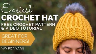 How to Crochet a Hat From a Rectangle  EASIEST Crochet Hat for Beginners Step by Step [upl. by Atilol195]