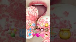 ASMR PINK EMOJI FOOD 분홍색 이모지 먹방 sped up [upl. by Foushee]