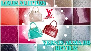 LOUIS VUITTON ALMA BB VERNIS LEATHER REVIEW [upl. by Gosser404]