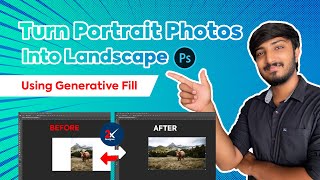 Turn Portrait Photos Into Landscape using generative fill in photoshop  2x Designer [upl. by Grose]