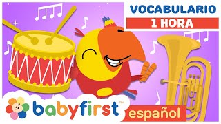 Nuevas Palabras con Larry  Aprende los instrumentos musicales  Musica divertida BabyFirst Español [upl. by Curhan]