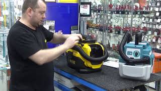 Обзор аккумуляторных пылесосов DeWALT DCV582 Makita DVC750L [upl. by Griffith]