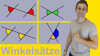 Winkelsätze 1  Übersicht  Nebenwinkel Scheitelwinkel Stufenwinkel Wechselwinkel [upl. by Rehpotsrihc]