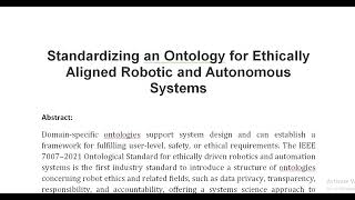 Standardizing an Ontology for Ethically Aligned Robotic and Autonomous Systems [upl. by Garret]