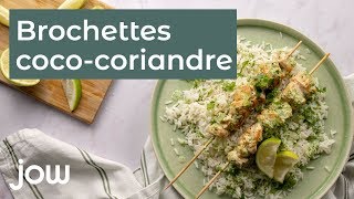 Recette des brochettes de poulet cococoriandre [upl. by Gala709]