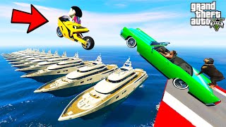 FRANKLIN TRIED IMPOSSIBLE YACHT MEGARAMP JUMP PARKOUR CHALLENGE GTA 5  SHINCHAN and CHOP [upl. by Juliette]