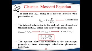 Clausius–Mossotti Equation Lecture 5 [upl. by Wernda52]