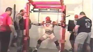 Chuck Vogelpohl 995lbs Squat w 120 lbs chains [upl. by Anirbus832]