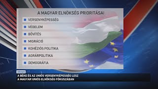 A béke a versenyképesség és a határvédelem a magyar uniós elnökség fő célkitűzése [upl. by Odranoel]