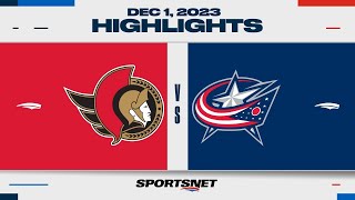 NHL Highlights  Senators vs Blue Jackets  December 1 2023 [upl. by Notterb401]