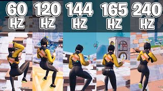 PLAYING FORTNITE 60HZ VS 120HZ VS 144HZ VS 165HZ VS 240HZ [upl. by Haidebez]