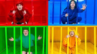 One Color Only for 24 Hours Challenge in Jail  Red Vs Blue Vs Green Vs Yellow Funny Situations [upl. by Saxela673]