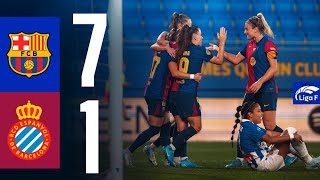 LIGA F  FC BARCELONA 7 vs 1 RCD ESPANYOL 🔵🔴 [upl. by Carmina]