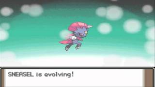 Pokemon Platinum Sneasel Evolves To Weavile HD [upl. by Ahsinat]