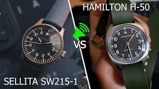 Hand winding Stowa Flieger Bronze Vintage 36 vs Hamilton Khaki Pilot Pioneer Mechanical [upl. by Ecnarrot147]