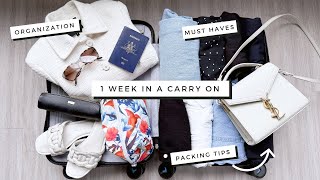 Pack with me  1 week in a carry on  Travel packing organization for summer vacation [upl. by Neenahs]