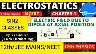 Electric Field intensity due to an Electric Dipole at Axial position  5 marks Class 12th Physics [upl. by Drawyeh]