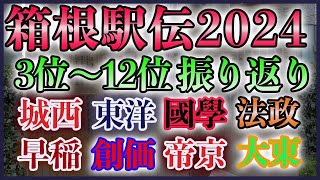 【下馬評を大きく覆した！】箱根駅伝2024 総合結果 振り返り【3位から12位】 [upl. by Nasah]